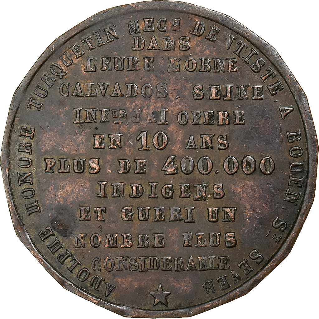 France, Jeton, Docteur Turquetin, Rouen, Cuivre, TB+