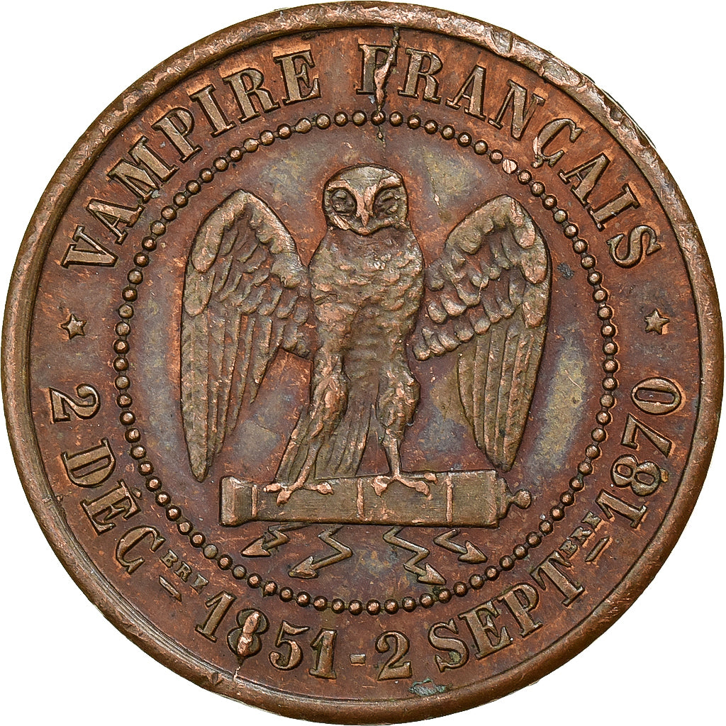 France, Jeton, Napoléon III, Satirique, Bataille de Sedan, 1871, Cuivre, TTB