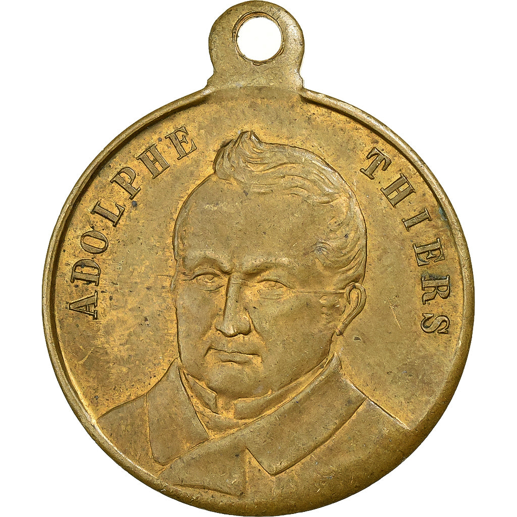Francia, medalla, Mort d'Adolphe Thiers, 1877, Latón, MBC