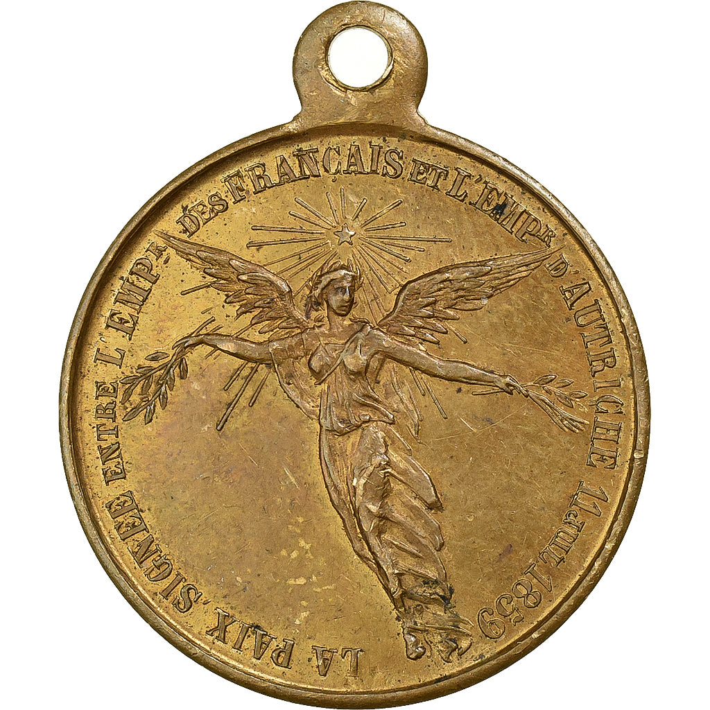 France, Médaille, Napoléon III, Paix de Villa Franca, 1859, Cuivre, TTB