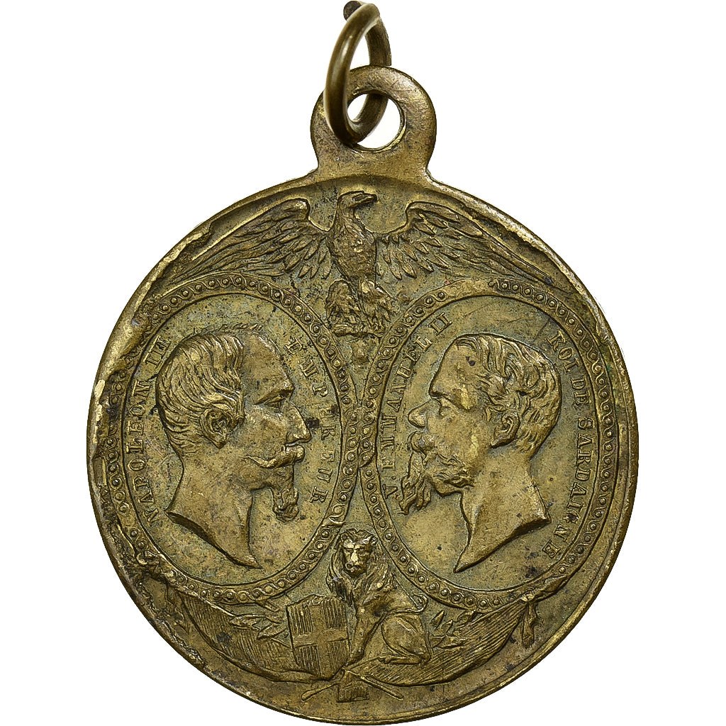 Francia, medalla, Victoire de Magenta, 1859, Latón, MBC