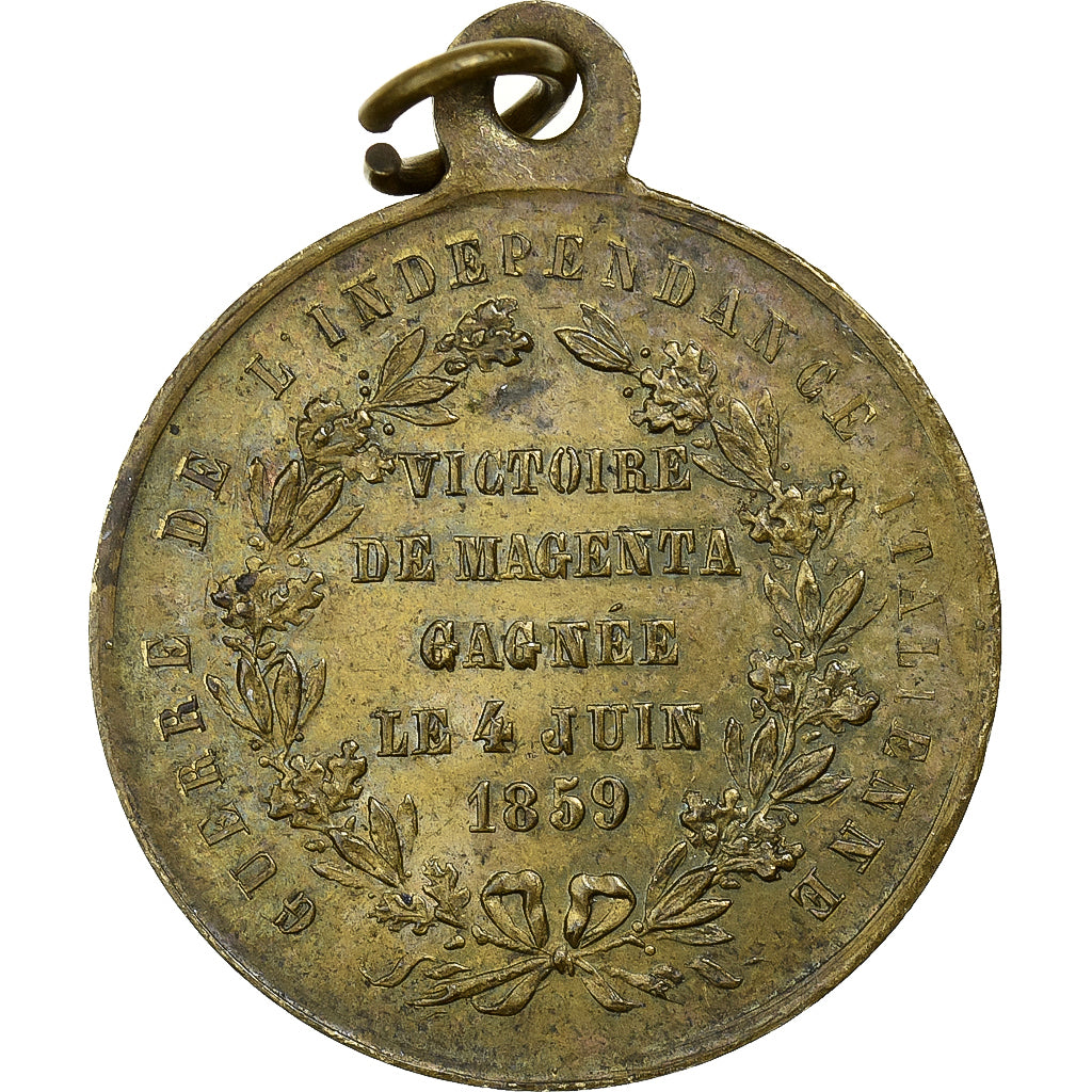 Francia, medalla, Victoire de Magenta, 1859, Latón, MBC