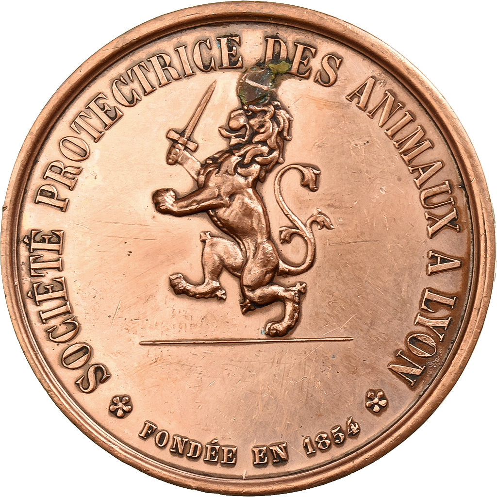 Francja, medal, Société Protectrice des Animaux, Lyon, 1854, Miedź, EF(40-45)