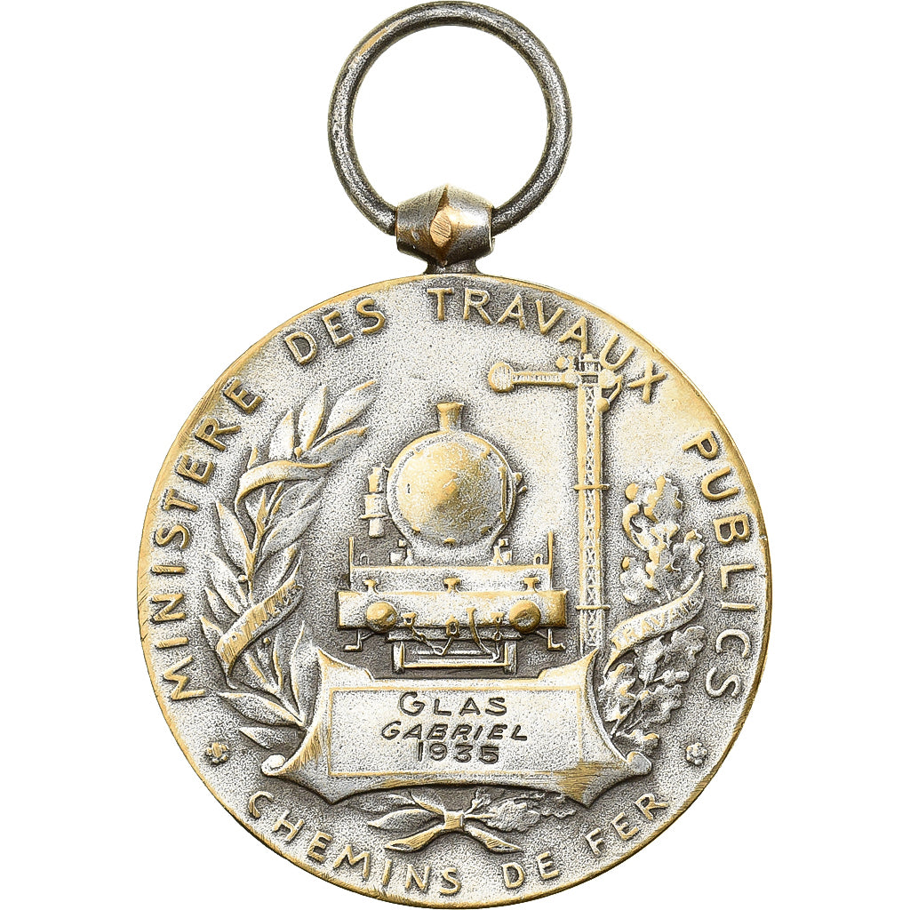 Francia, Travail, Chemins de Fer, Railway, medalla, 1935, Good Quality, Roty