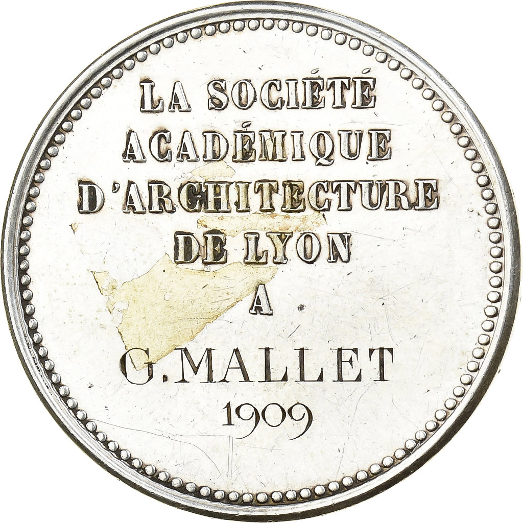 France, Médaille, Philibert Delorme, Architecte, Lyon, 1909, Argent, TTB