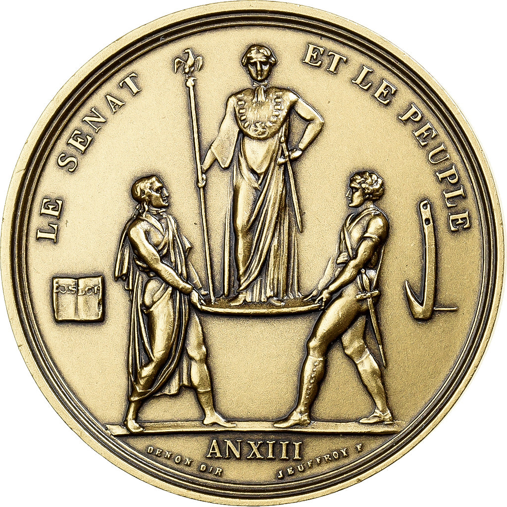 France, Medal, Napoléon Ier, Le Sénat, Le Peuple, Gilt Bronze, Denon