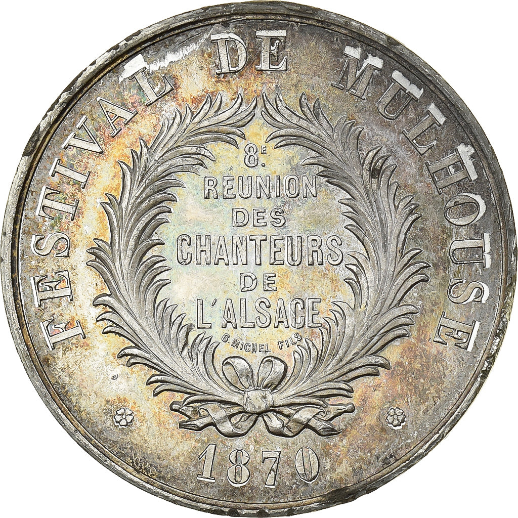 Frankreich, Medaille, Festival de Mulhouse, 1870, Zinn, SS+