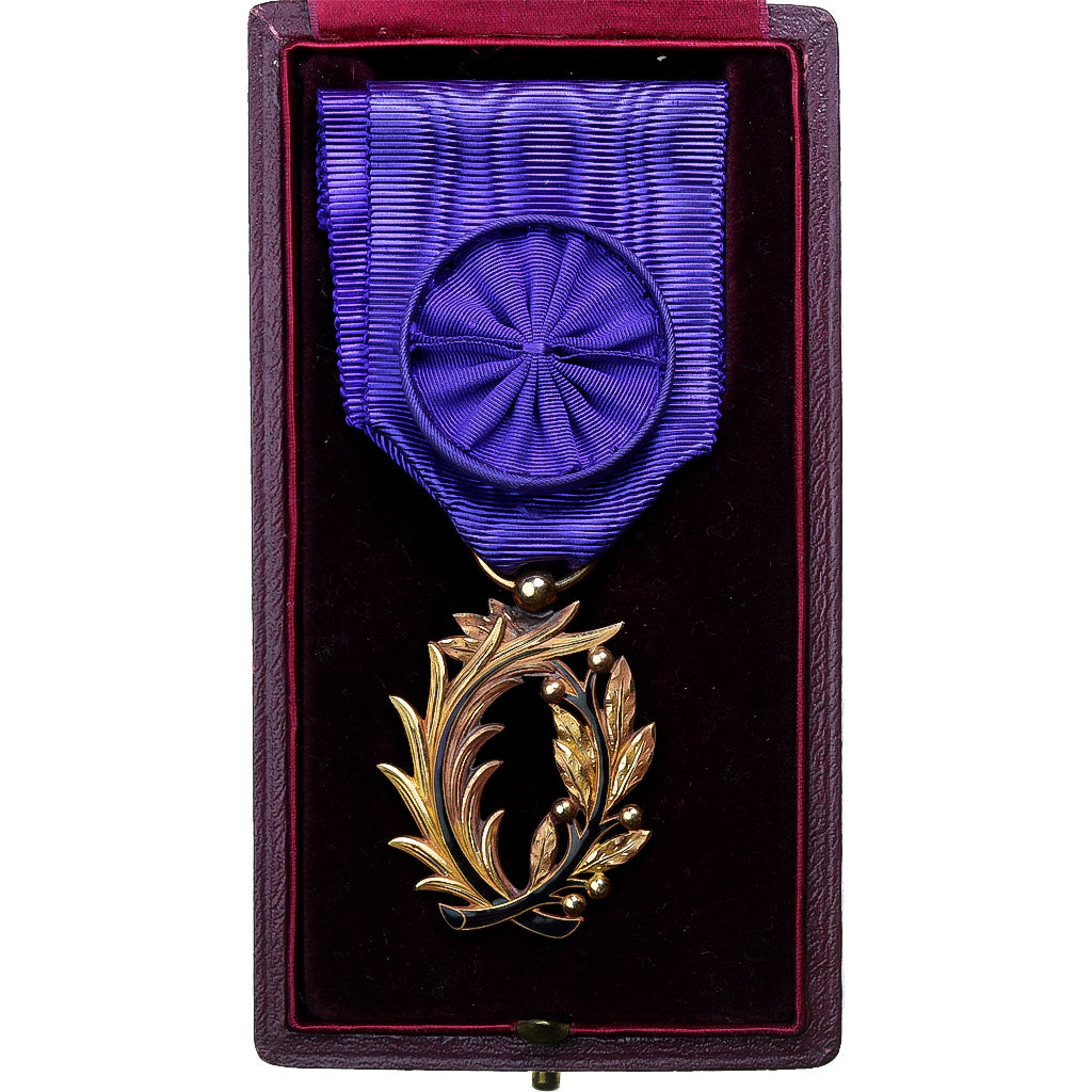 Francja, Palmes Académiques Officier, medal, Doskonała jakość, Złoto, 38 X