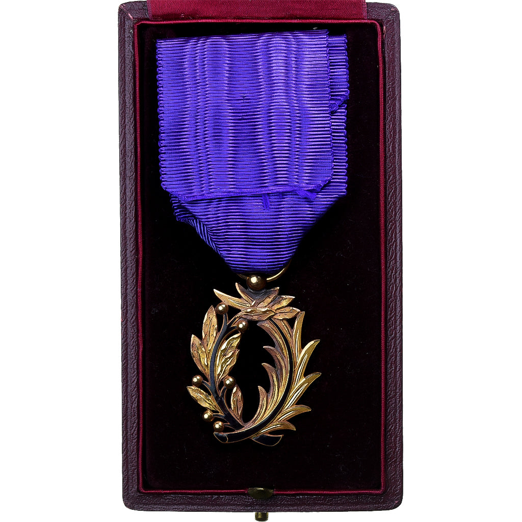 Francja, Palmes Académiques Officier, medal, Doskonała jakość, Złoto, 38 X