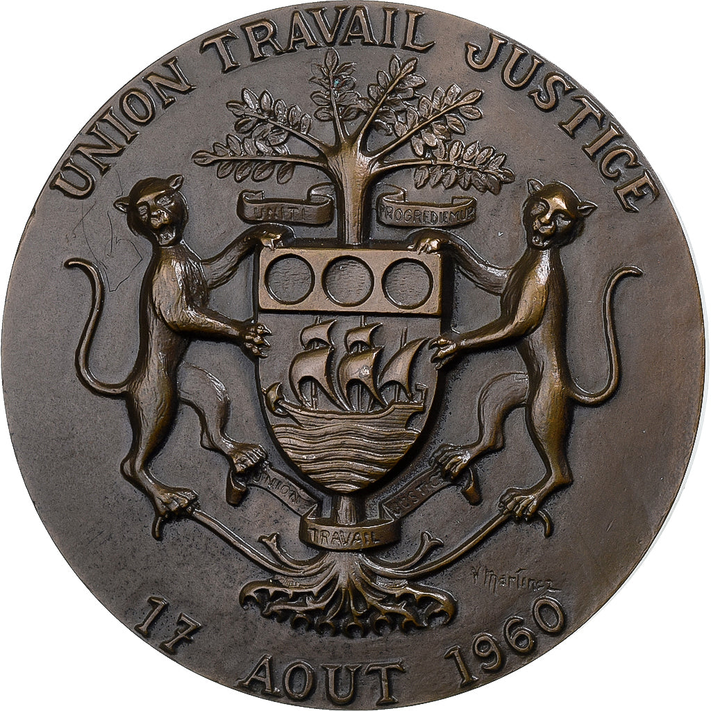 Gabon, medaglia, Albert B.Bongo, Président, 1960, Bronzo, Martinez, SPL