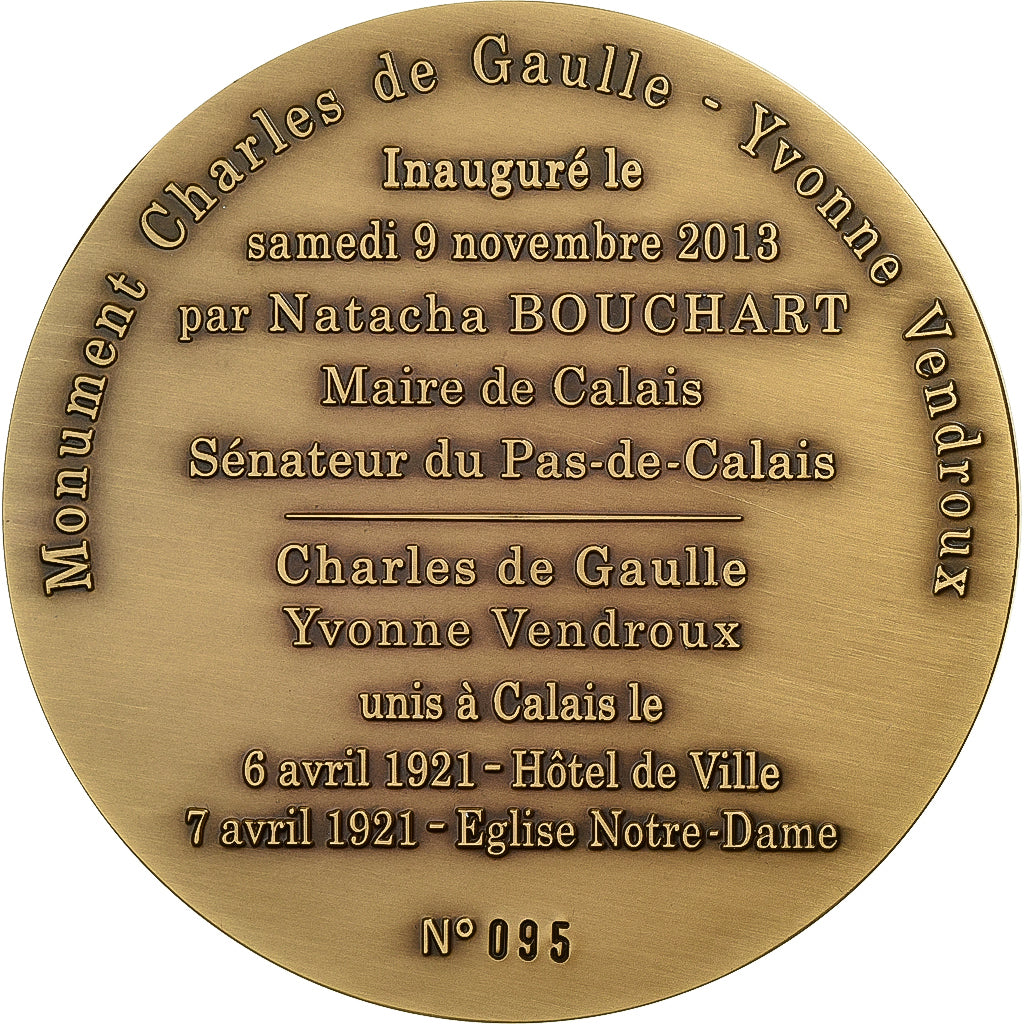 France, Medal, Monument Charles de Gaulle, 2013, Bronze, MS(65-70)