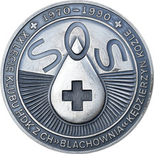 Poland, Medal, S.O.S, Oddajac Krew, 1990, Silver, AU(55-58)