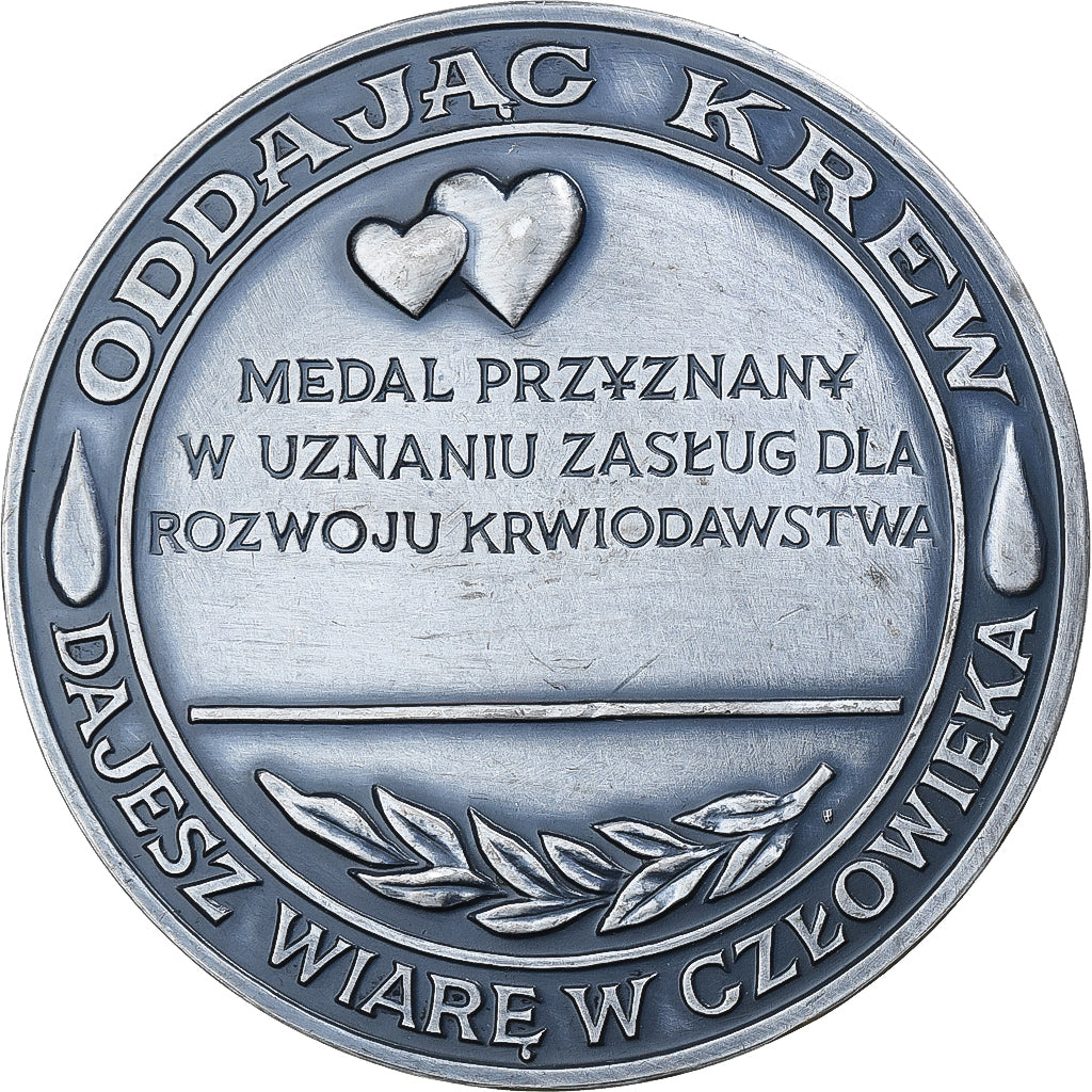 Poland, Medal, S.O.S, Oddajac Krew, 1990, Silver, AU(55-58)