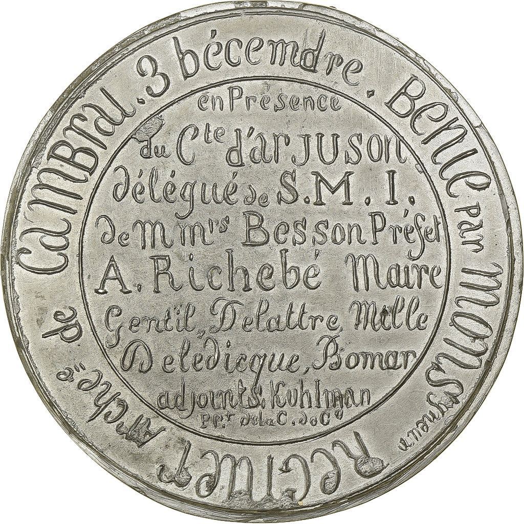 France, Medal, Statue de Napoléon Ier Inaugurée à Lille, 1854, Tin, AU(55-58)