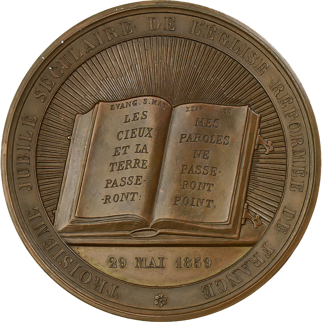 Francja, medal, Premier Synode National des Eglises Réformées, 1859, Miedź