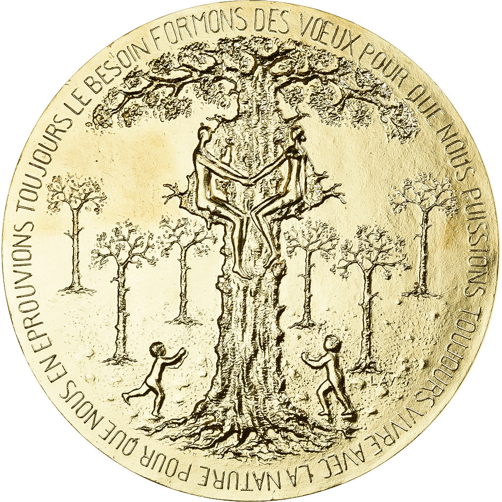 França, medalha, Voeux, Au coeur de la Nature, 1982, Bronze Florentin, Lay