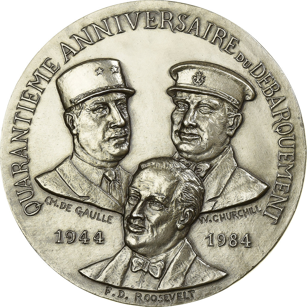 Francia, medaglia, 40ème Anniversaire du Débarquement, 1984, Bronzo argentato