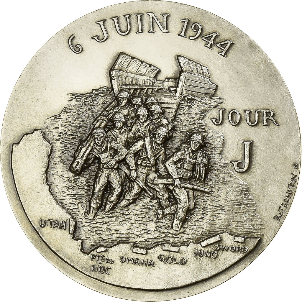 Francia, medaglia, 40ème Anniversaire du Débarquement, 1984, Bronzo argentato