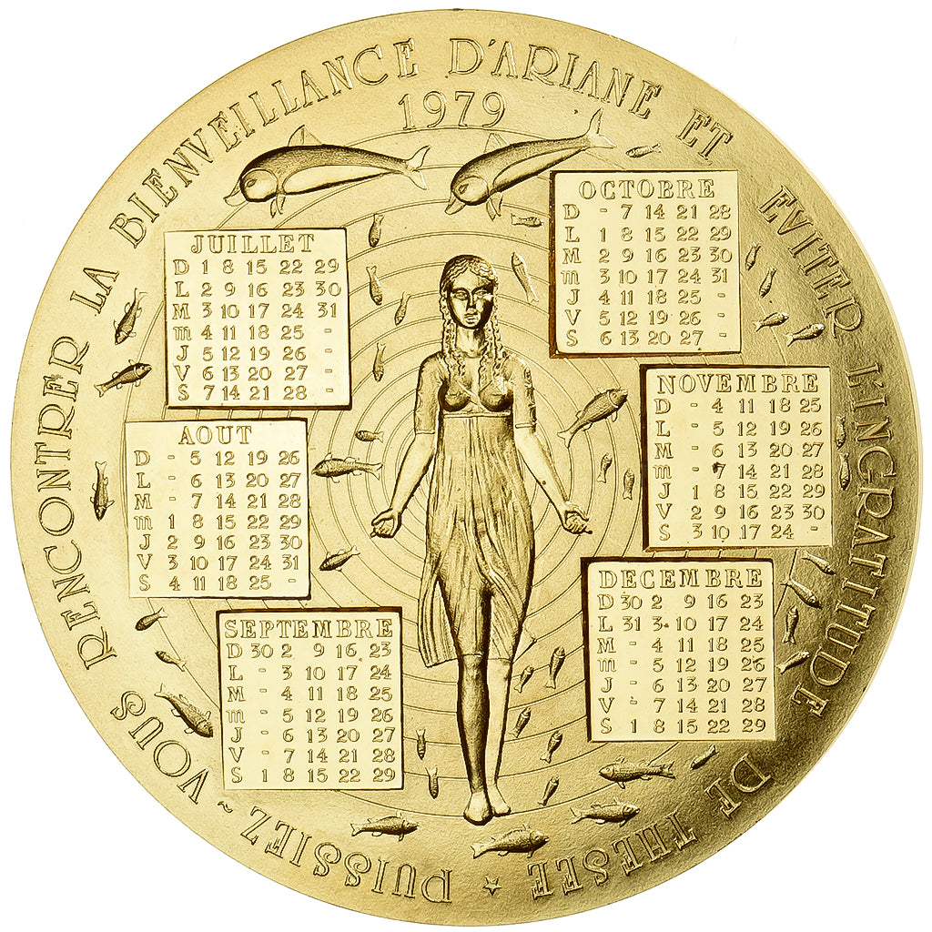 Francja, medal, Calendrier, Nouvelle Année, Ariane, Thésée, 1979, Bronze