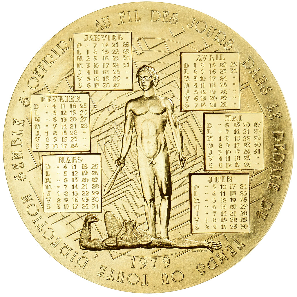 Francja, medal, Calendrier, Nouvelle Année, Ariane, Thésée, 1979, Bronze