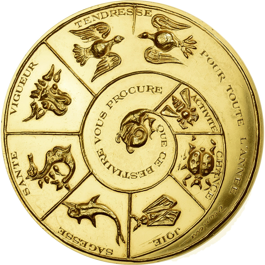 Francja, medal, Voeux, Nouvelle Année, Bestiaire et Herbier, 1972, Bronze