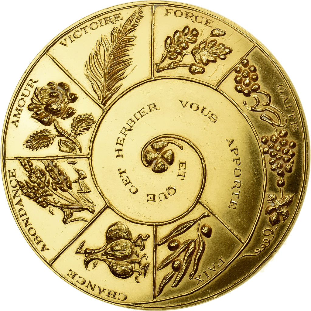 Francja, medal, Voeux, Nouvelle Année, Bestiaire et Herbier, 1972, Bronze