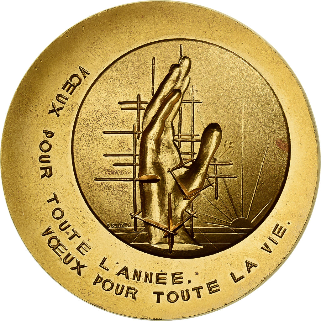 França, medalha, Vœux pour toute l'année, 1975, Bronze Florentin, Bouyon
