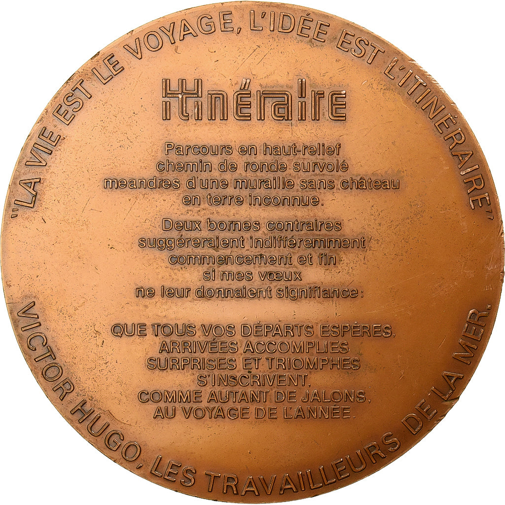 France, Médaille, Victor Hugo, Itinéraire, 1976, Cuivre, TTB+, Pagès