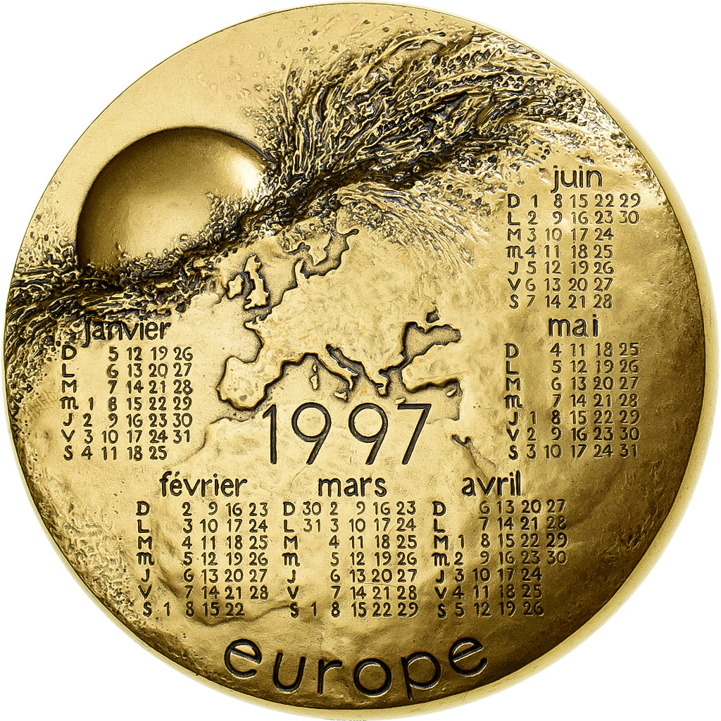 France, Médaille, Calendrier, Europe sur un Taureau, 1997, Bronze Florentin