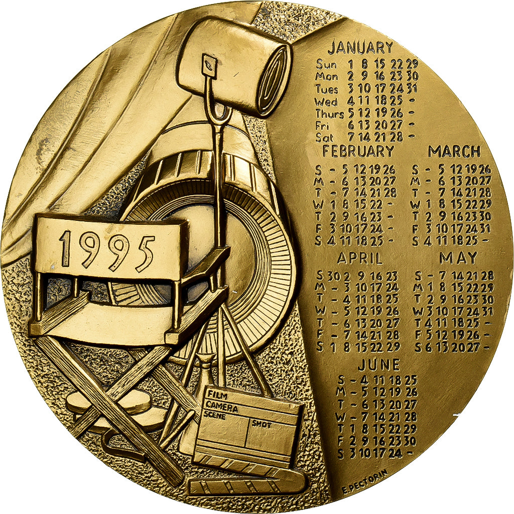 Francia, medaglia, Calendrier, Le Cinématographe, 1995, Bronzo, Pectorin, SPL