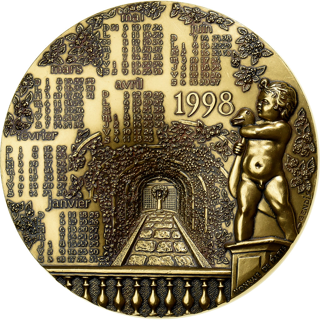 Francja, medal, Calendrier, Parcs et Jardins de France, 1998, MDP, Bronze