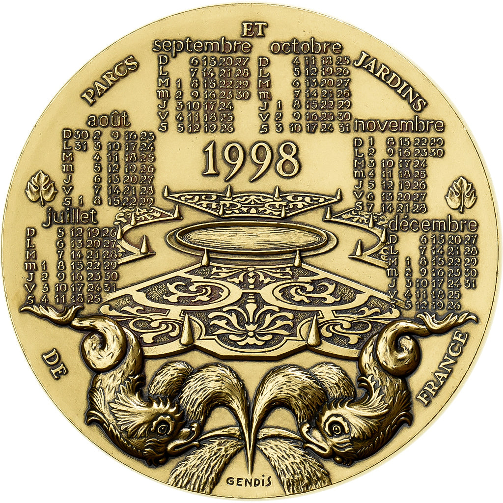 Francja, medal, Calendrier, Parcs et Jardins de France, 1998, MDP, Bronze