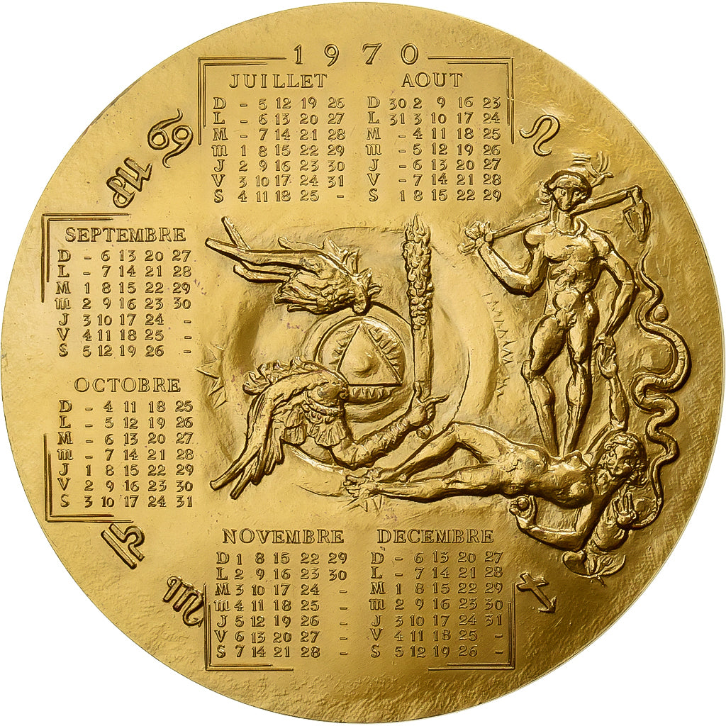 Francja, medal, Calendrier, Nouvelle Année, Adam et Eve, 1970, Bronze