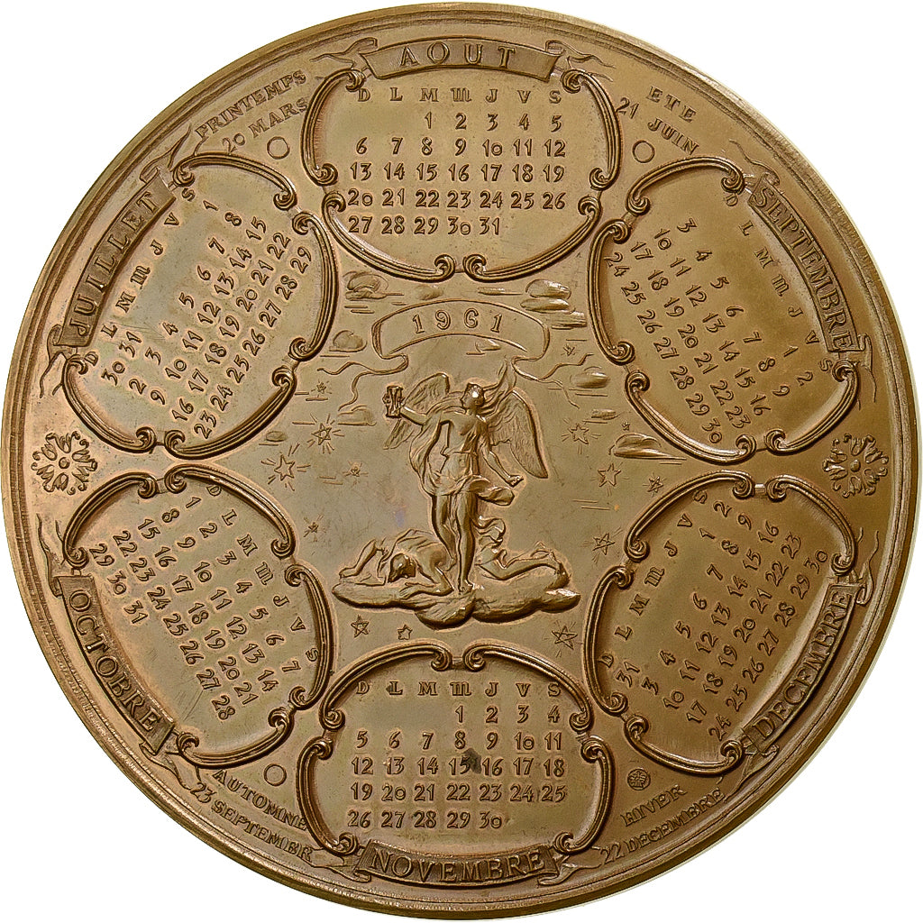 Francia, medaglia, Calendrier, les Quatre Saisons, 1961, Bronzo, SPL-