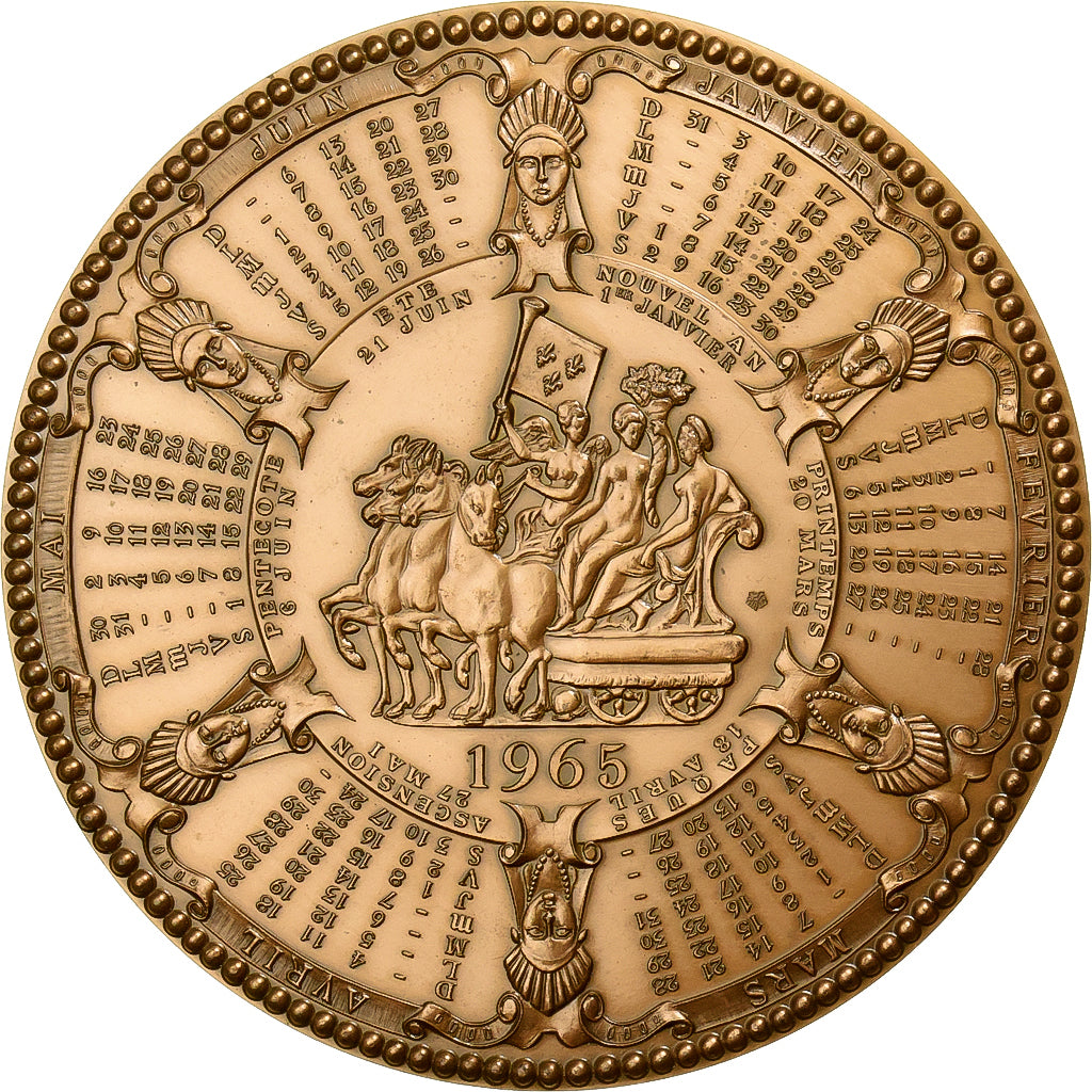Francia, medaglia, Calendrier, les Quatre Saisons, 1965, Bronzo, SPL-