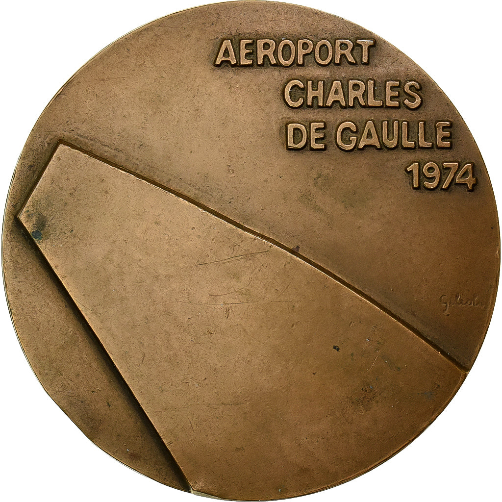 Francia, medaglia, Aéroport Charles de Gaulle, Paris, 1974, Bronzo, Gilioli