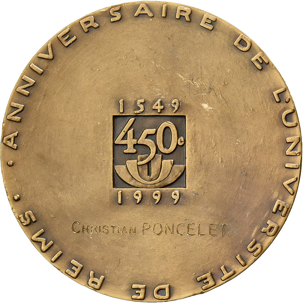 Francia, medaglia, 450ème Anniversaire de l'Université de Reims, 1999, Bronzo