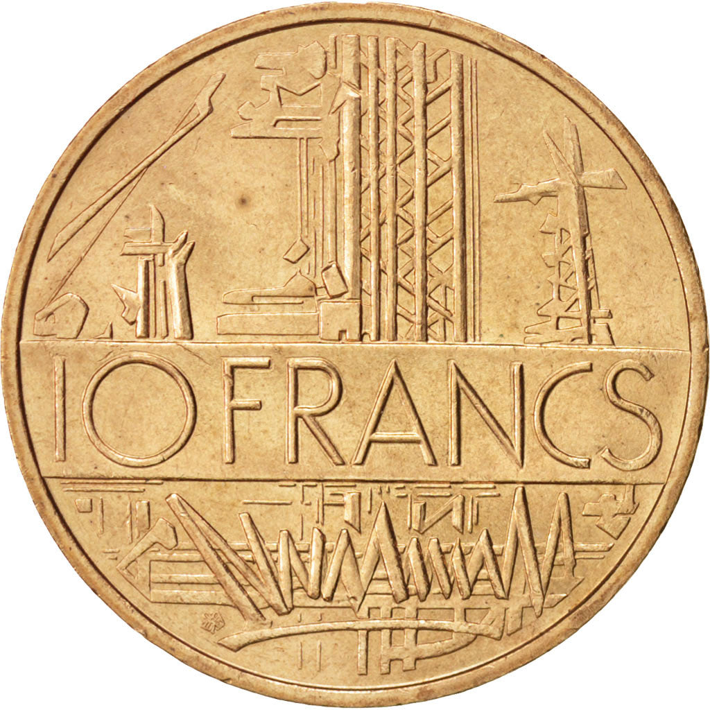Moneta, Francja, Mathieu, 10 Francs, 1976, MS(64), Mosiądz niklowy, KM:940
