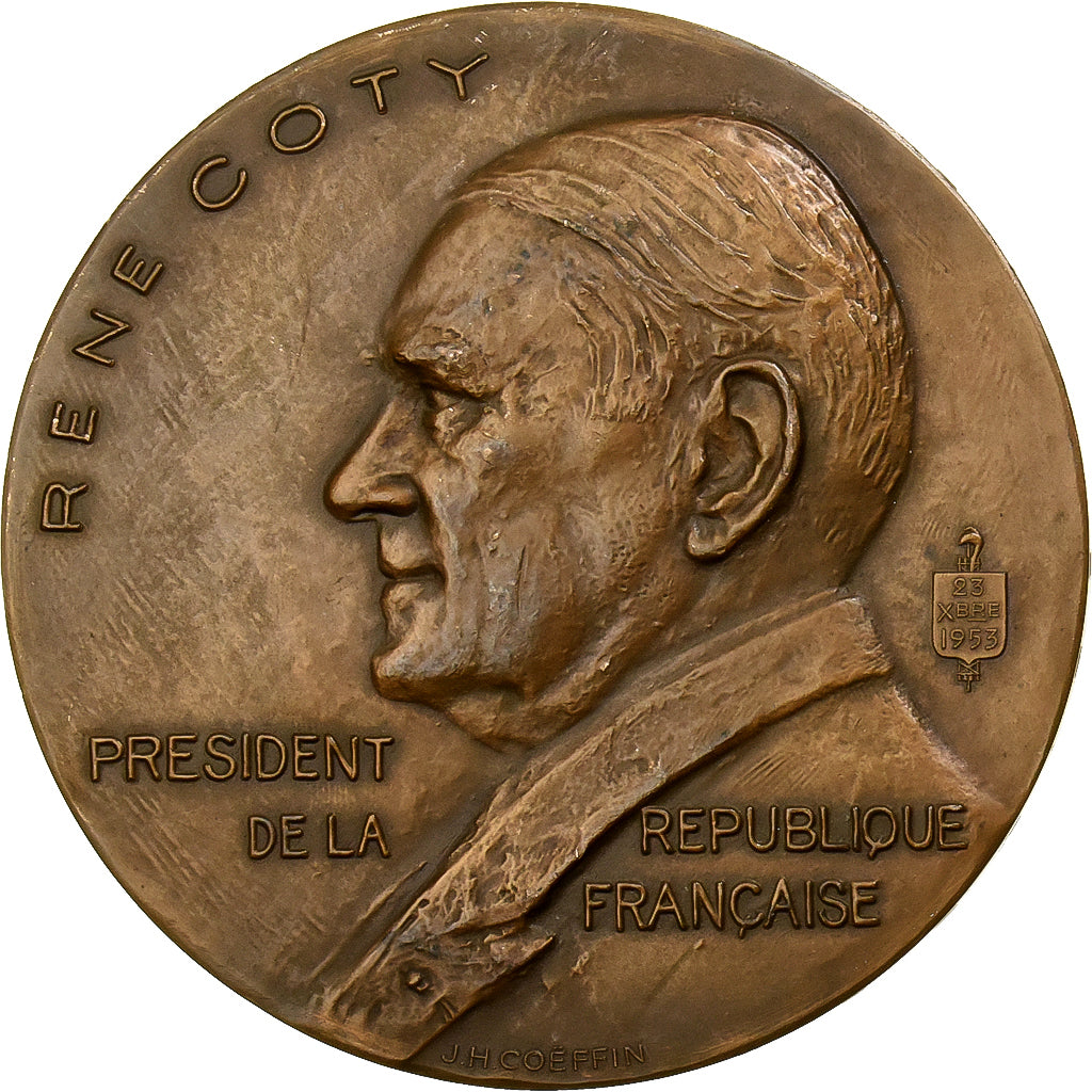Frankreich, Medaille, René Coty, Président de la République, 1953, Bronze