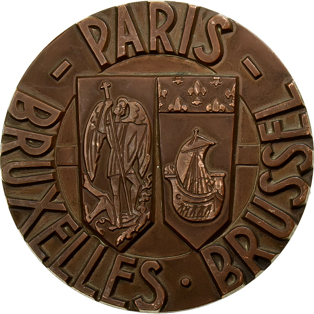Francia, medaglia, Ligne SNCF Paris - Bruxelles, 1963, Bronzo, Raf Mailleux, BB+