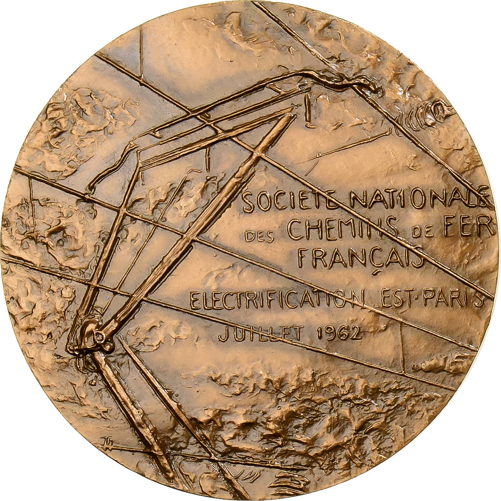 Francia, medaglia, Chemins de Fer, Electrification Est-Paris, 1962, Bronzo