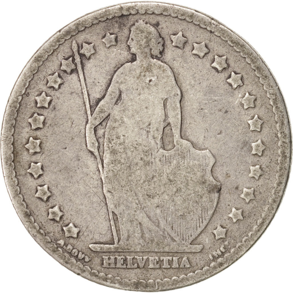 Coin, Switzerland, Franc, 1876, Bern, F(12-15), Silver, KM:24