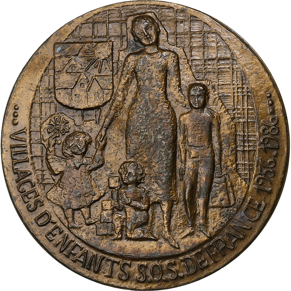 Francia, medaglia, VIllages d'enfants SOS de France, 1986, Bronzo, BB+