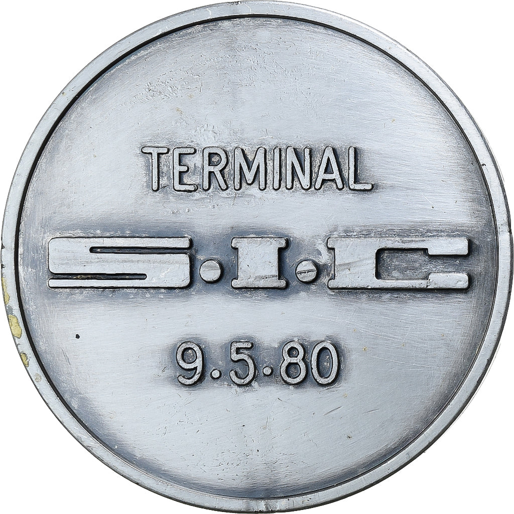 France, Medal, Terminal S.I.C, Paris, 1980, Silvered bronze, AU(50-53)