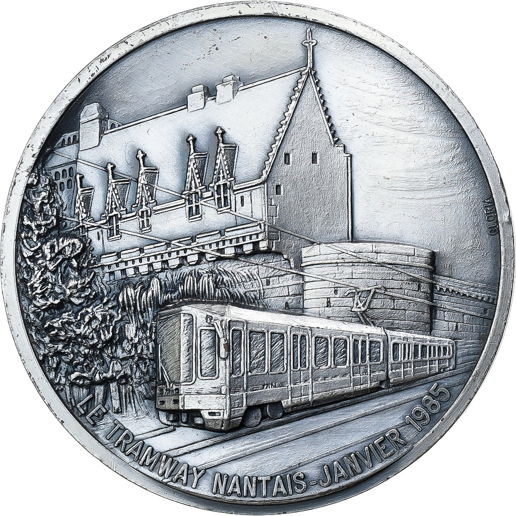 Frankreich, Medaille, Le Tramway Nantais, 1985, Silvered bronze, SS+