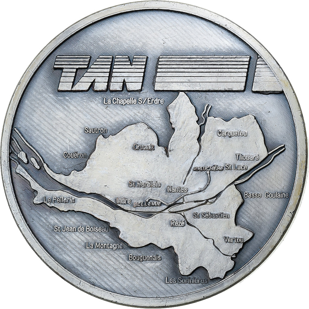 Frankreich, Medaille, Le Tramway Nantais, 1985, Silvered bronze, SS+