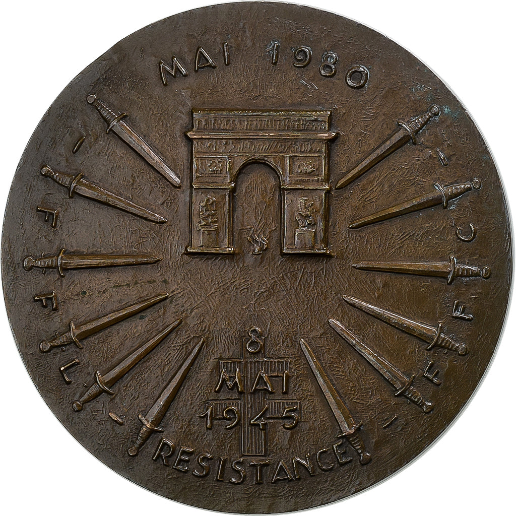Francia, medaglia, Charles De Gaulle, Appel du 18 juin 1940, 1980, Bronzo