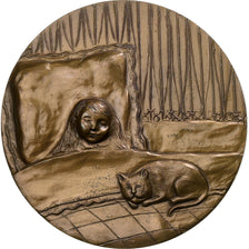 Francia, medalla, Le Chat et la Souris, 1987, Bronce, EBC