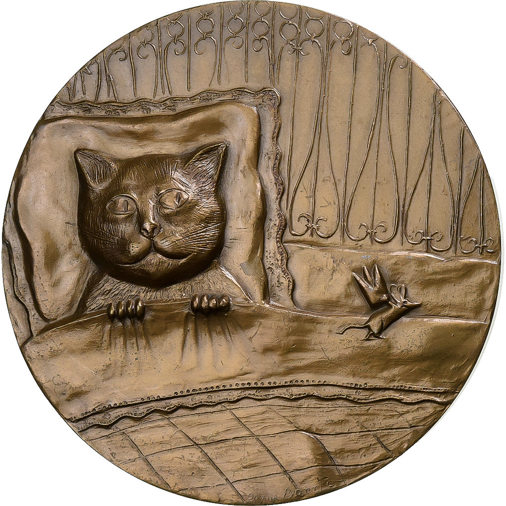 Francia, medalla, Le Chat et la Souris, 1987, Bronce, EBC