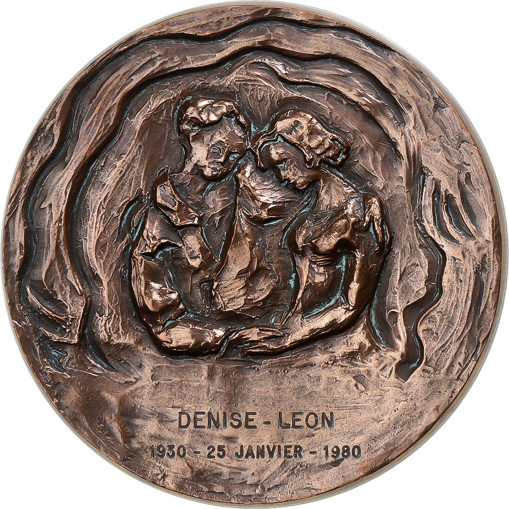 France, Médaille, Le Couple, 1980, Cuivre, SUP, Boureau, Mariage